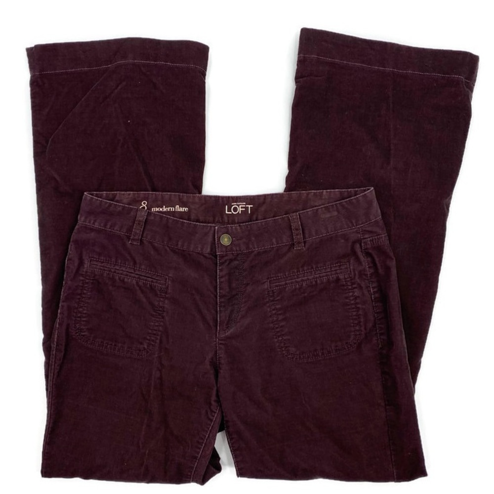 Ann Taylor Loft - Wine Corduroy Modern Flare Pants - Size 8